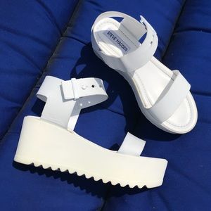 White Steve Madden wedged sandals